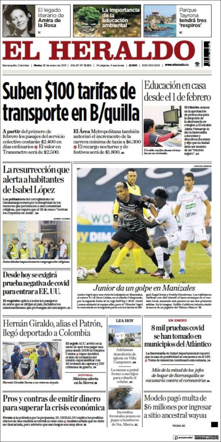 Portada de El Heraldo (Colombia)