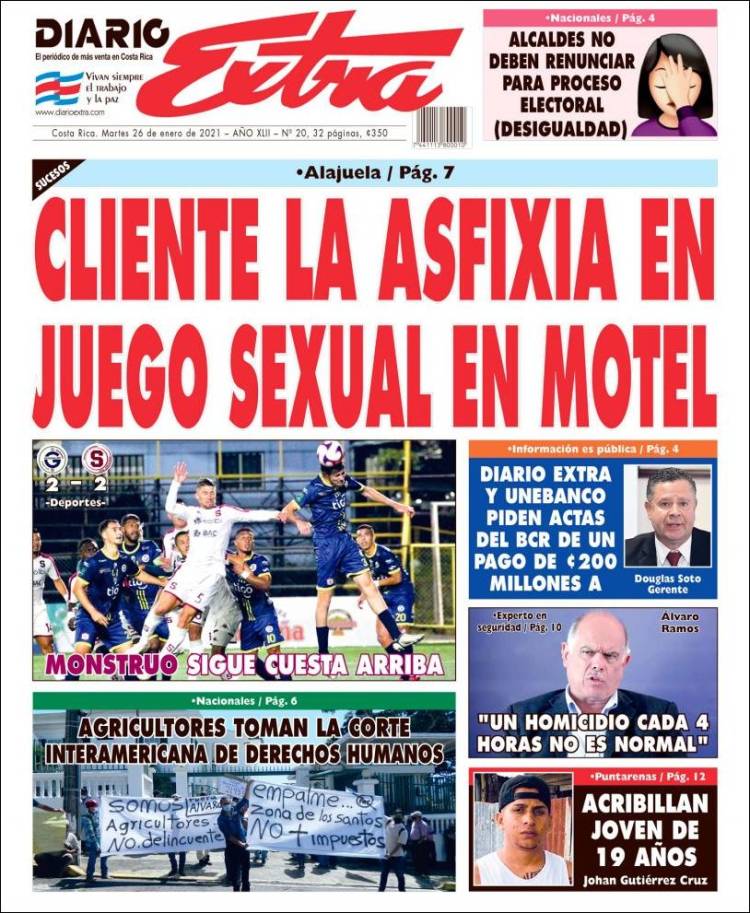 Portada de Diario Extra (Costa Rica)