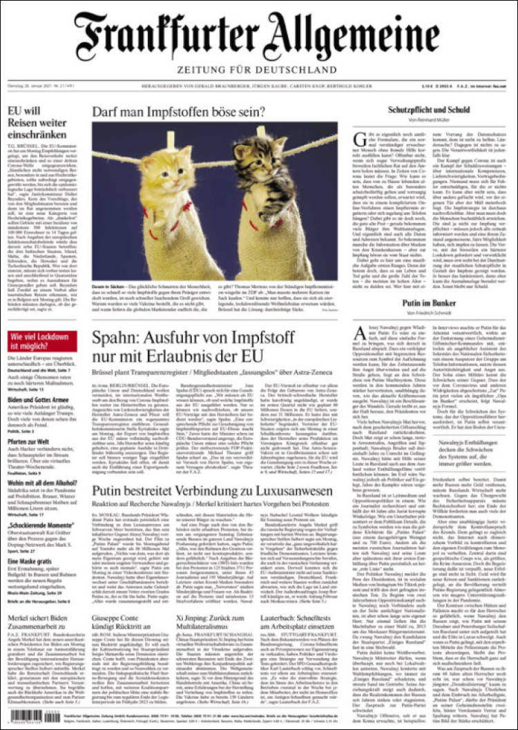 Portada de Frankfurter Allgemeine (Alemania)