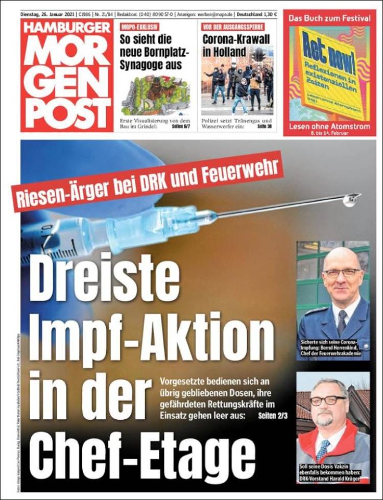 Portada de Hamburger Morgenpost  (Alemania)