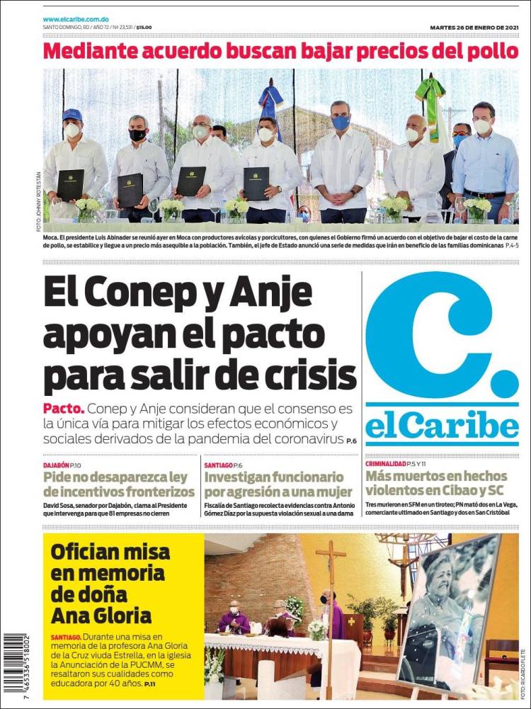 Portada de El Caribe (R. Dominicana)