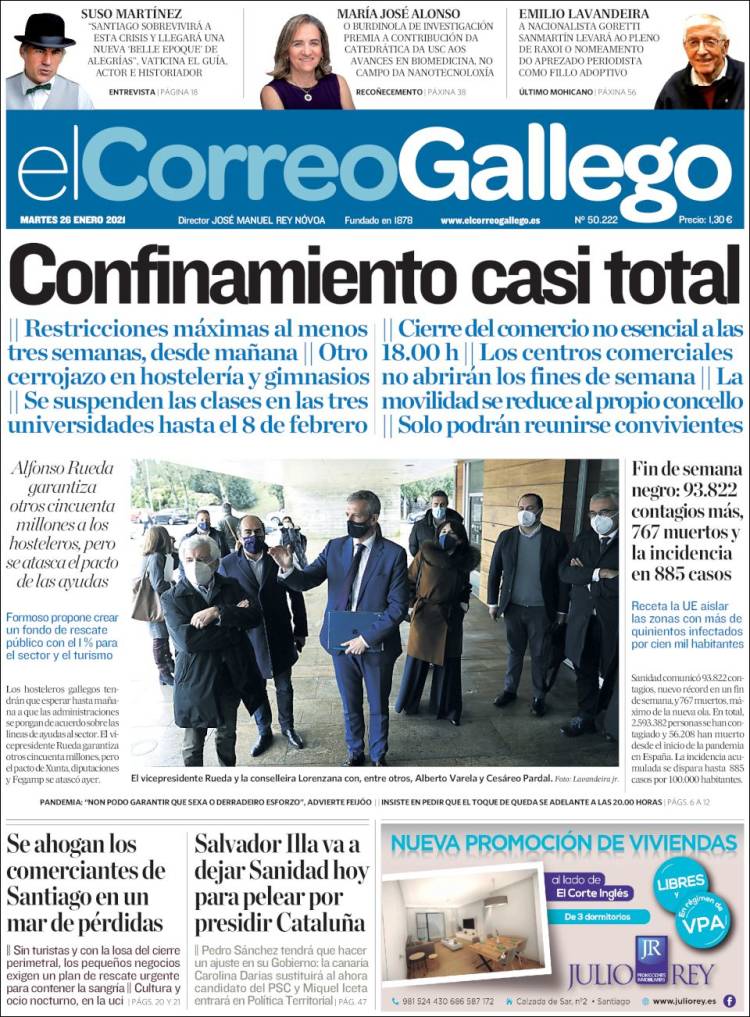 Portada de El Correo Gallego (España)