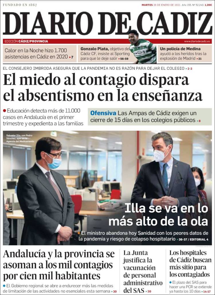 Portada de Diario de Cádiz (España)