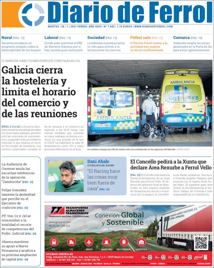 Portada de Diario de Ferrol (España)