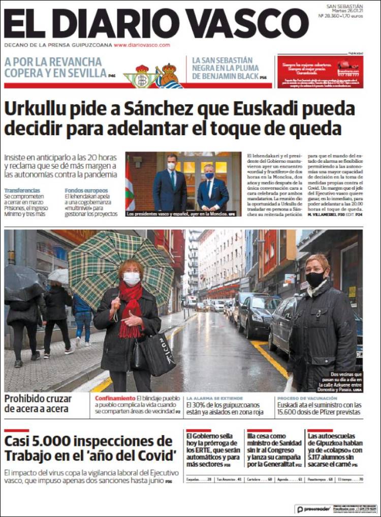 Portada de Diario Vasco (España)