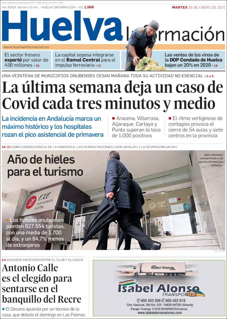 Portada de Huelva Información (España)