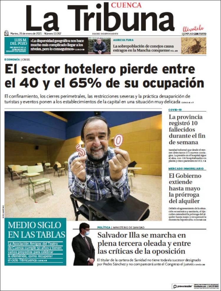 Portada de La Tribuna de Cuenca (España)