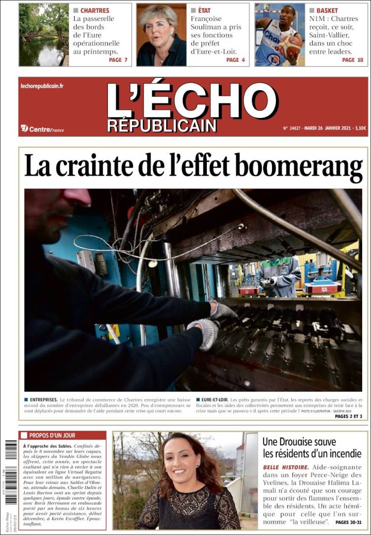 Portada de L'Echo Républicain (Francia)