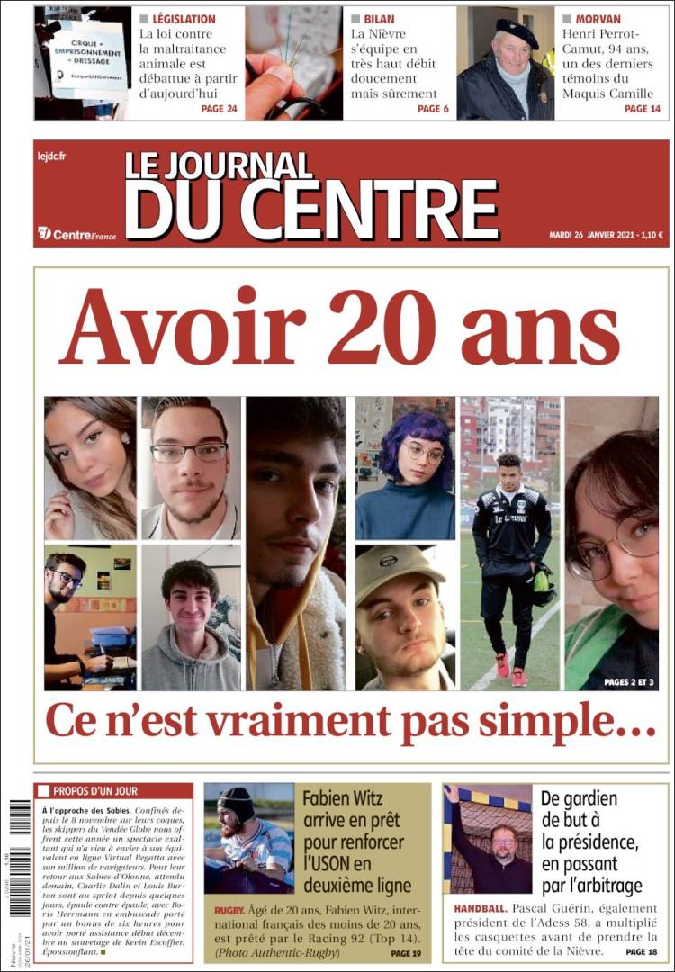 Portada de Le Journal du Centre (Francia)