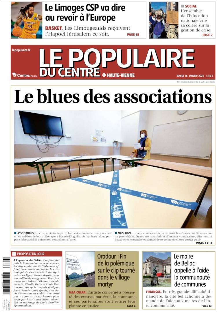 Portada de Le Populaire du Centre (Francia)