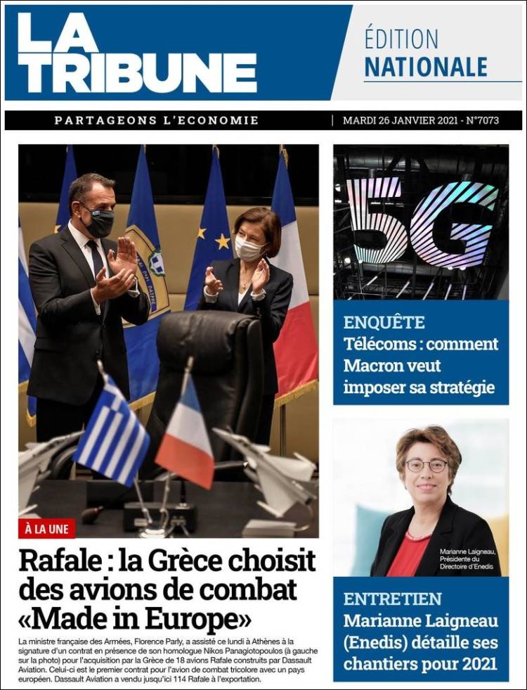 Portada de La Tribune (Francia)