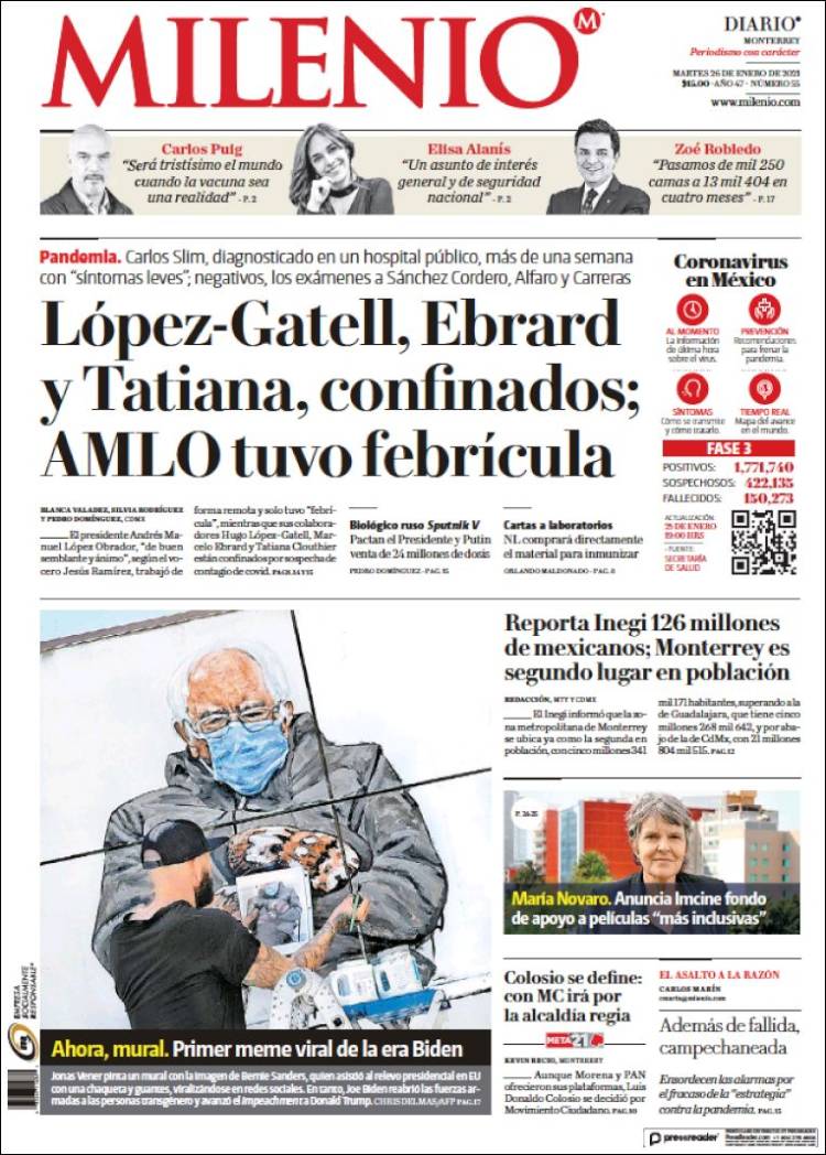 Portada de Milenio de Monterrey (M&eacute;xico)