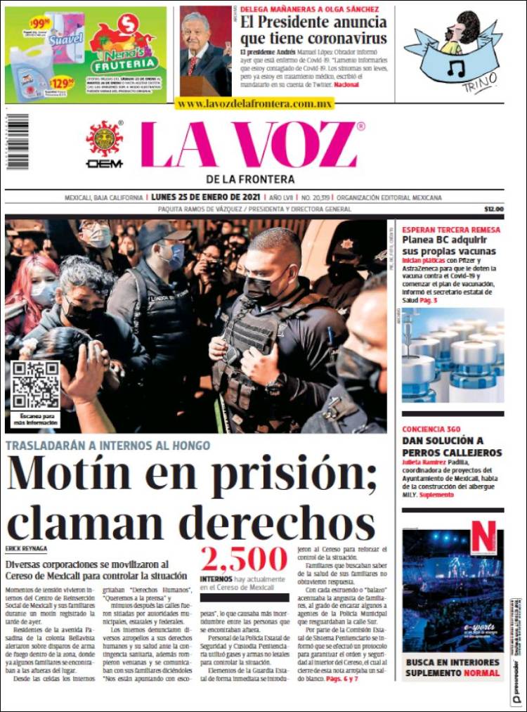 Portada de La Voz de la Frontera (M&eacute;xico)