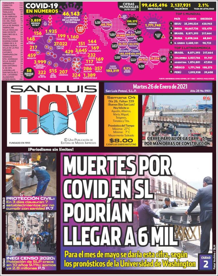 Portada de San Luis Hoy (M&eacute;xico)