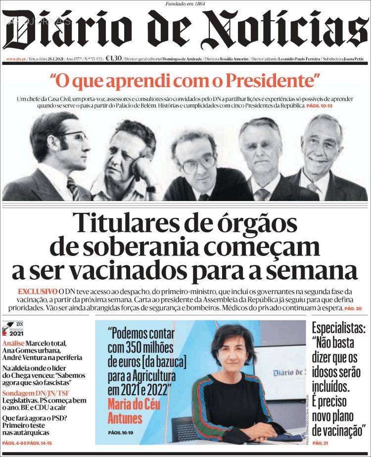 Portada de Diário de Noticias (Portugal)