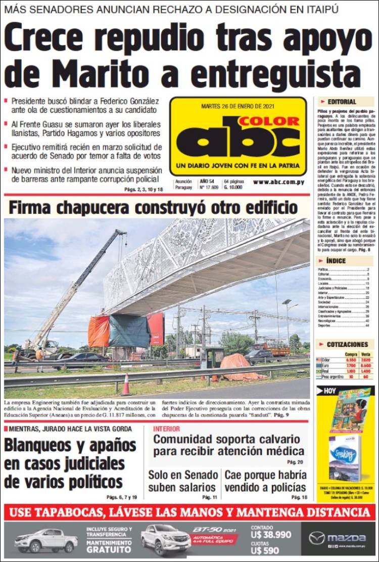 Portada de ABC Color (Paraguay)