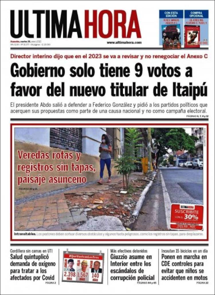 Portada de Última Hora (Paraguay)