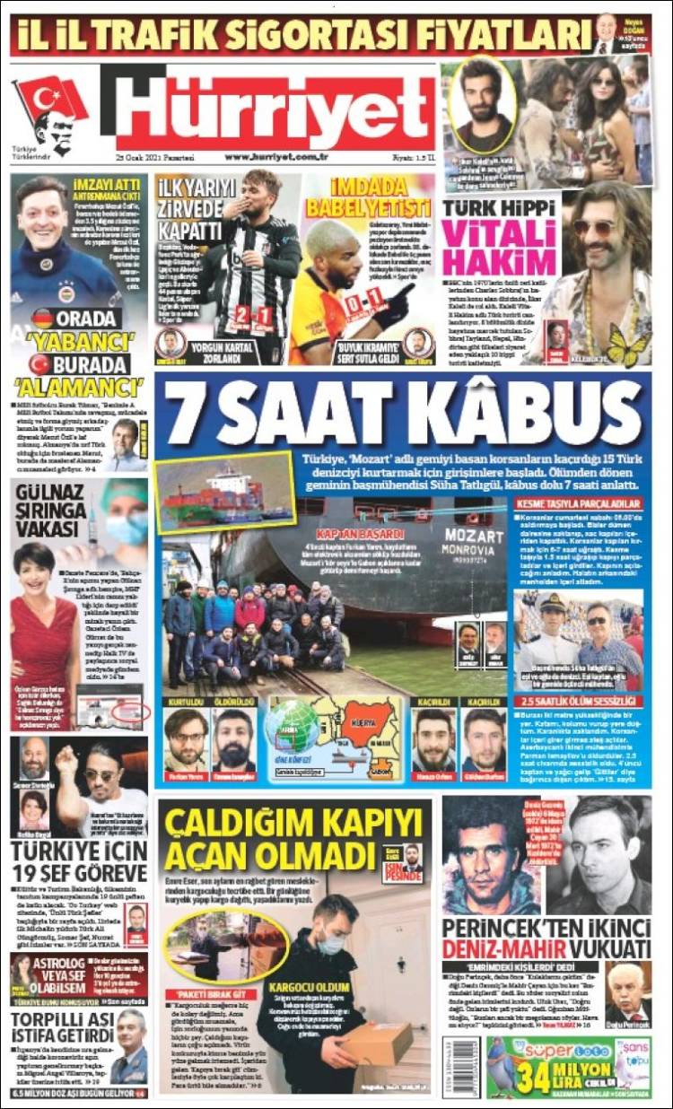 Portada de Hürriyet (Turqu&iacute;a)