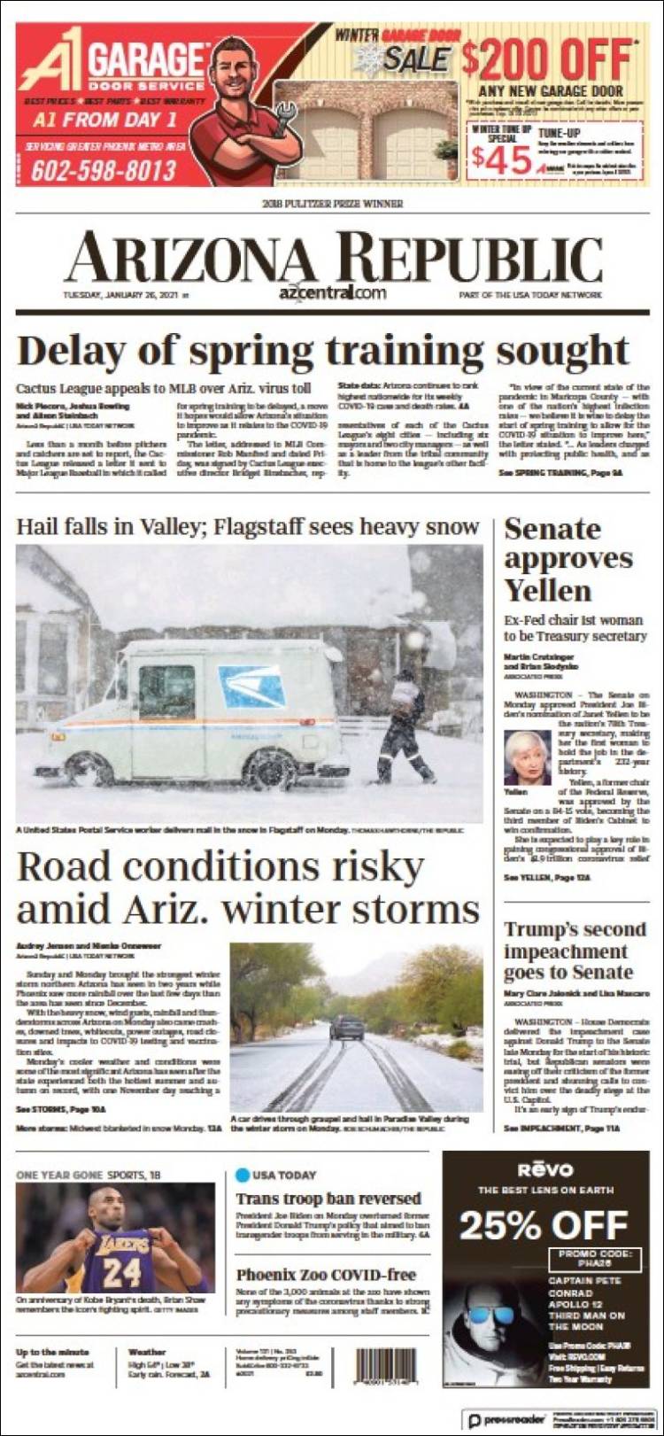 Portada de Arizona Republic News (USA)