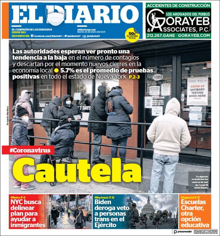 Portada de El Diario NY (États-Unis)