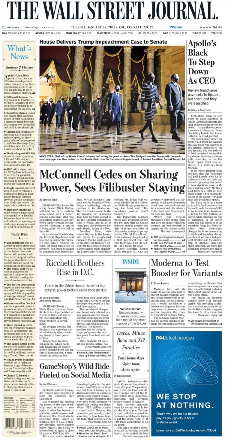 Portada de Wall Street Journal (USA)