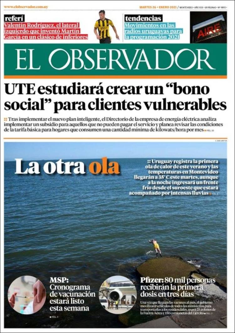 Portada de El Observador (Uruguay)