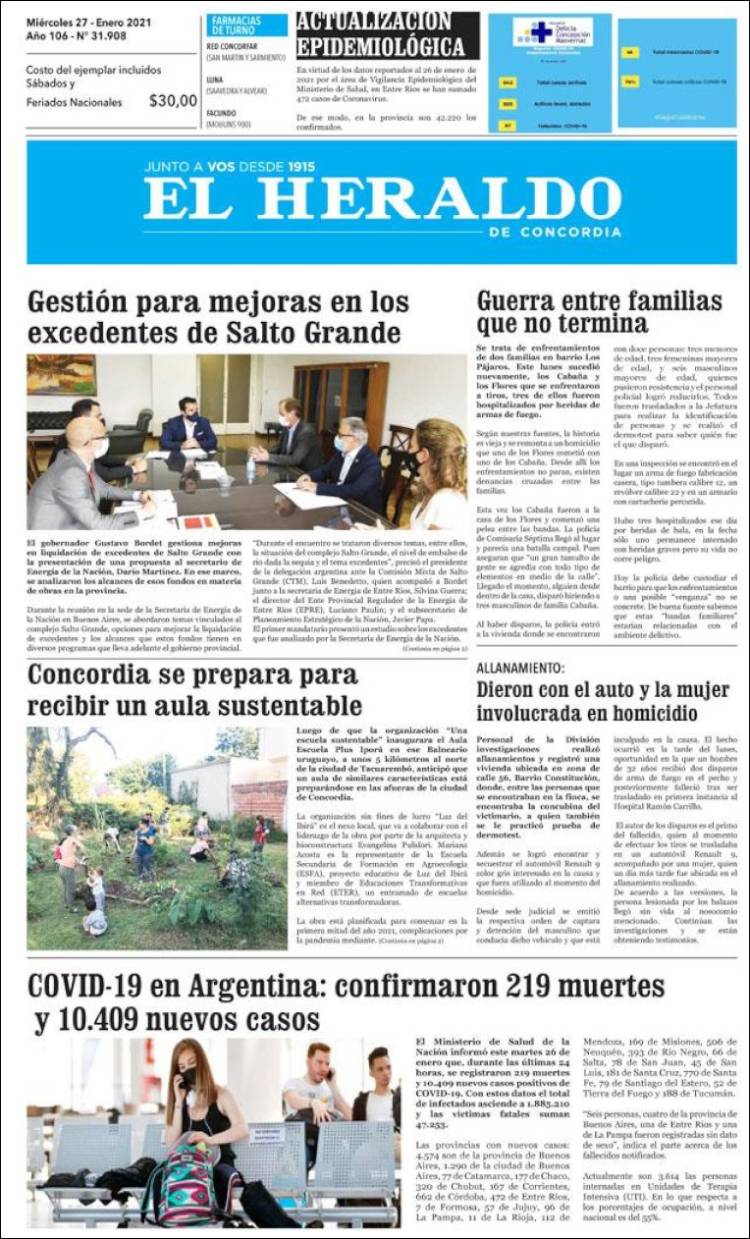 Portada de El Heraldo de Concordia (Argentina)