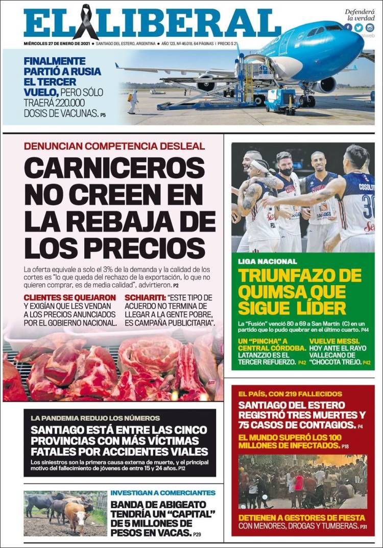 Portada de Diario El Liberal (Argentina)