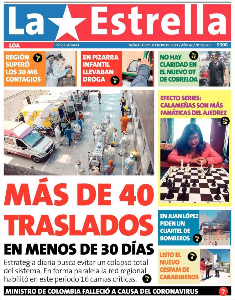 Portada de La Estrella de Loa (Chile)