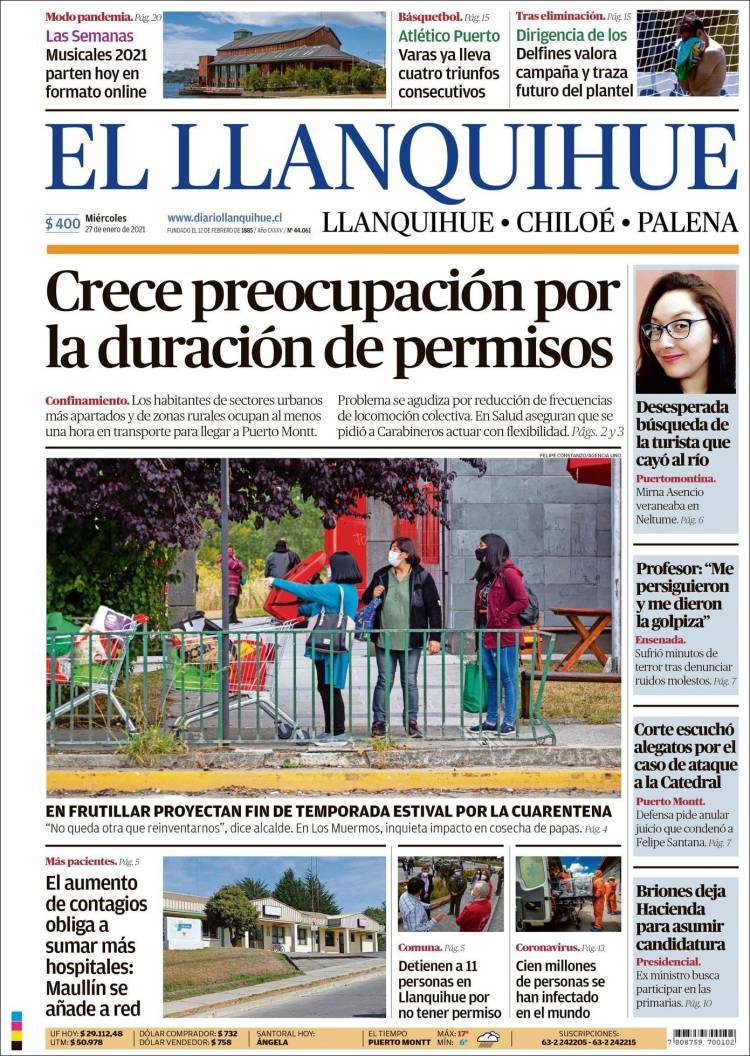 Portada de El Llanquihue (Chile)