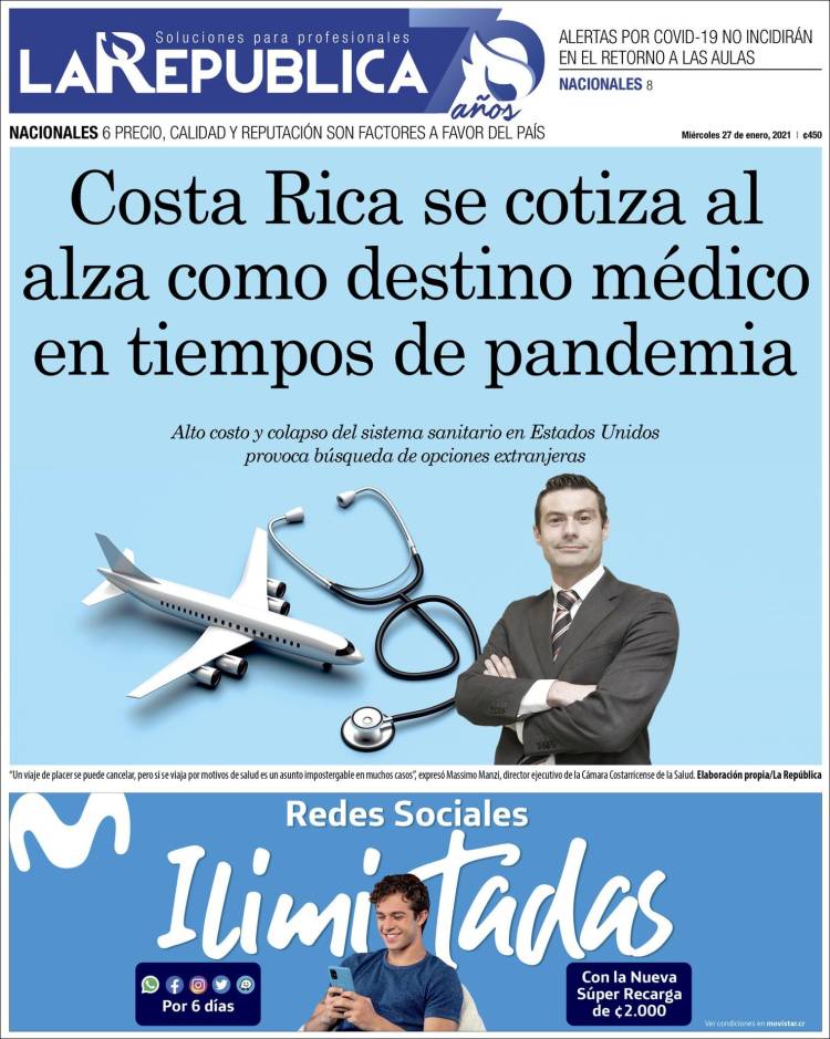Portada de La República (Costa Rica)