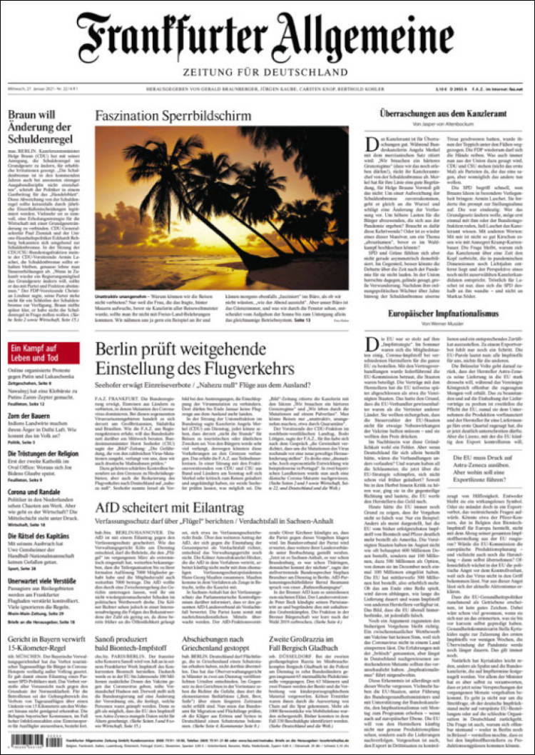 Portada de Frankfurter Allgemeine (Alemania)