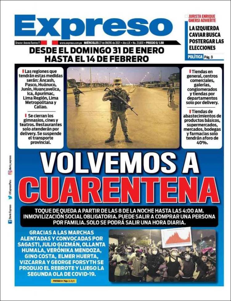 Portada de Expreso (Per&uacute;)
