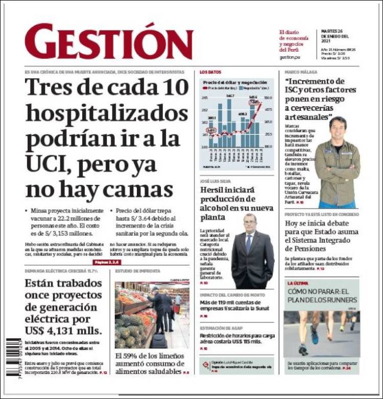 Portada de Diario Gestión (Per&uacute;)