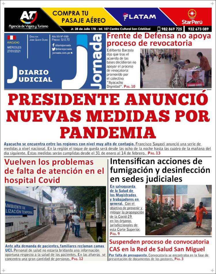 Portada de Diario Jornada (Per&uacute;)