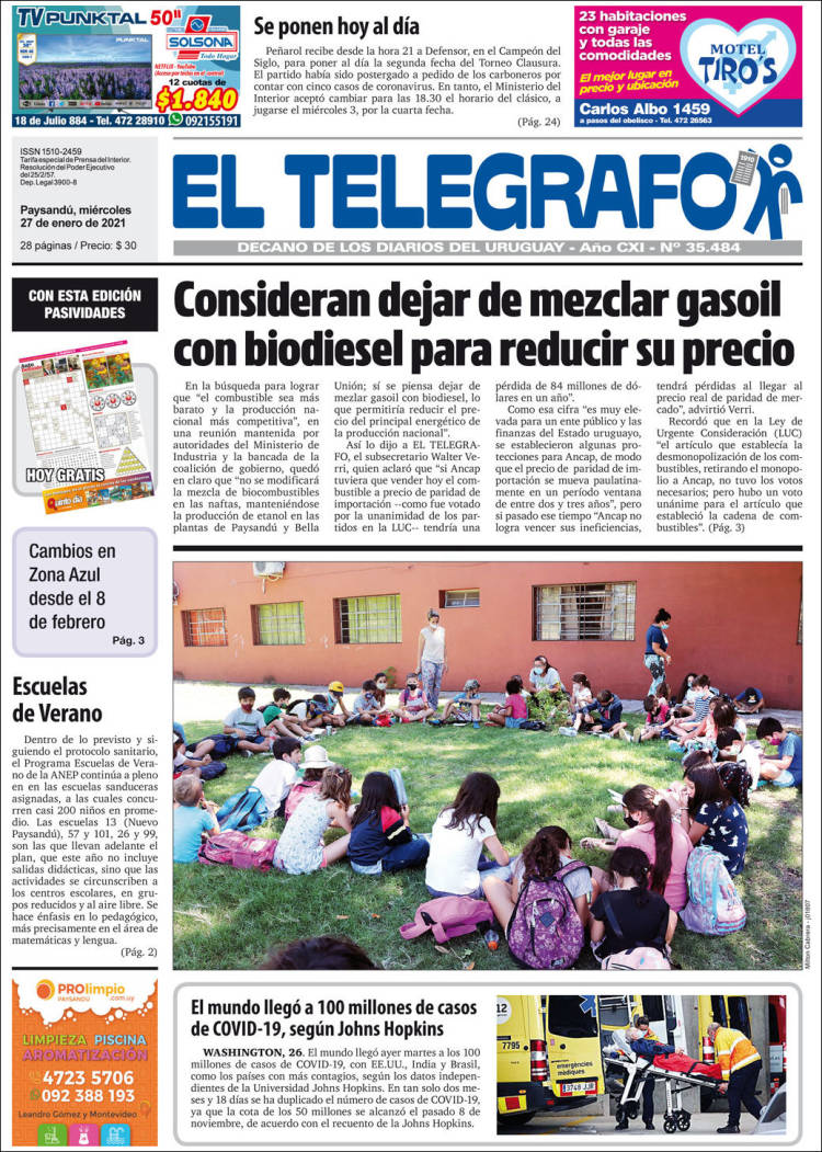 Portada de El Telégrafo (Uruguay)