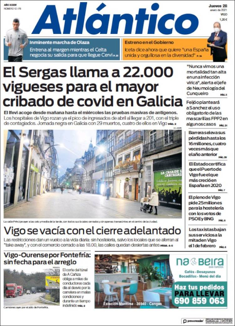 Portada de Atlántico Diario (Spain)