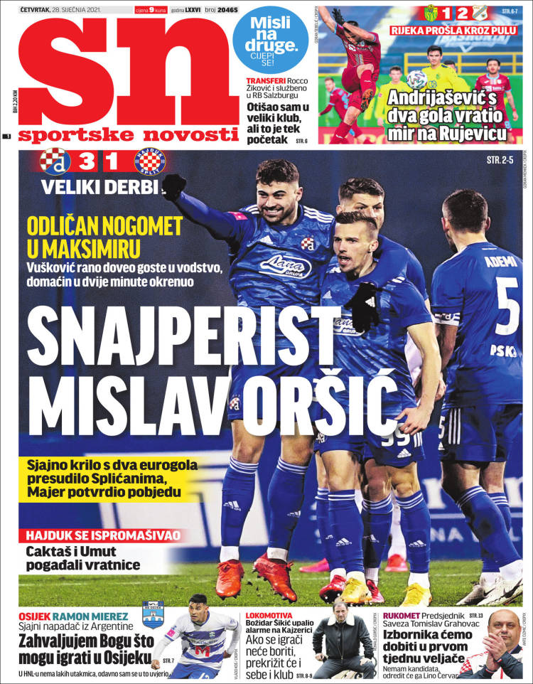 Portada de Sportske Novosti (Croacia)