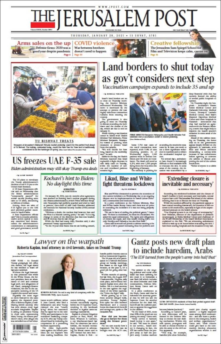 Portada de The Jerusalem Post (Israel)