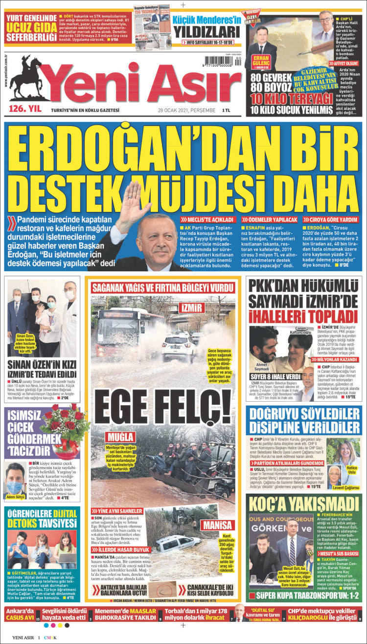 Portada de Yeni Asır (Turquía)