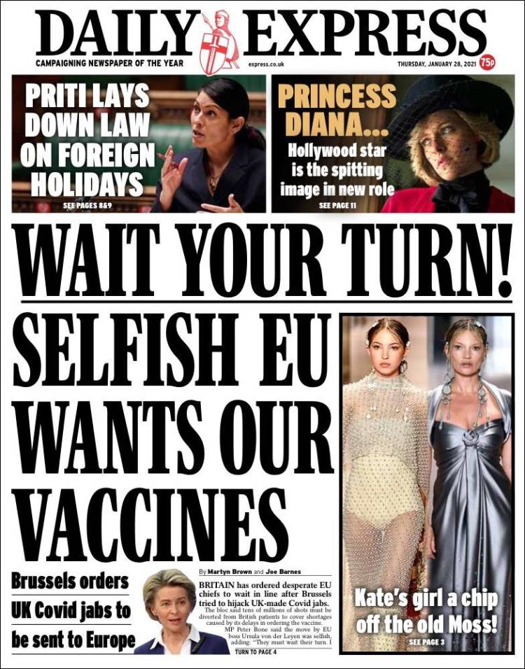 Portada de Daily Express (Reino Unido)