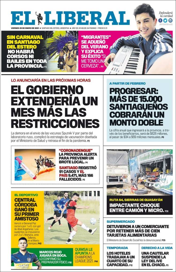 Portada de Diario El Liberal (Argentina)