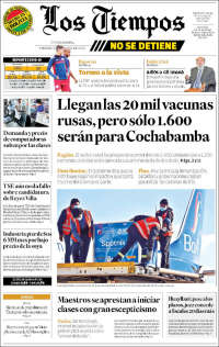 Portada de Los Tiempos (Bolivia)