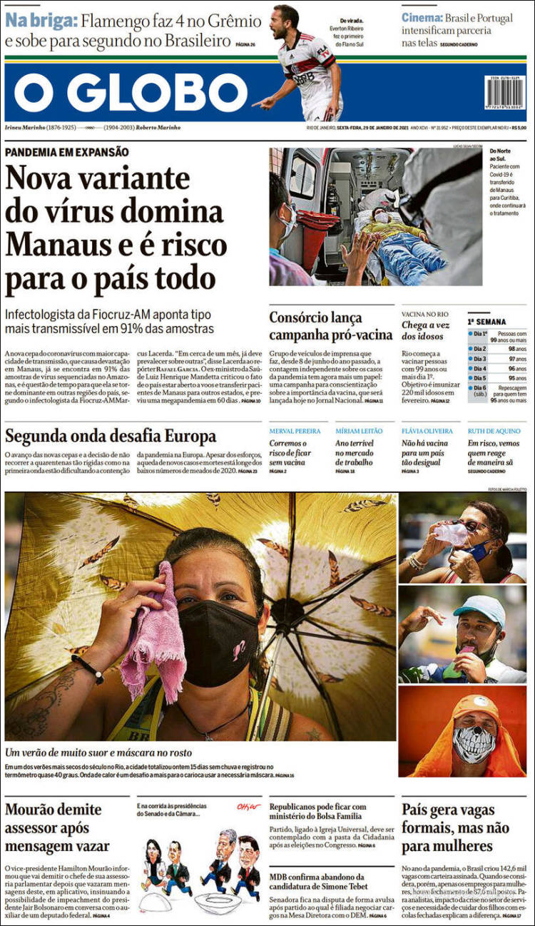 Portada de O Globo (Brasil)