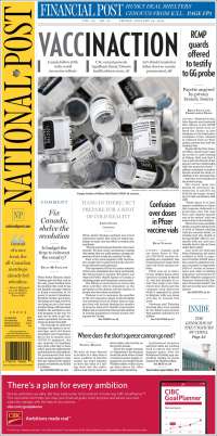 Portada de The National Post (Canada)