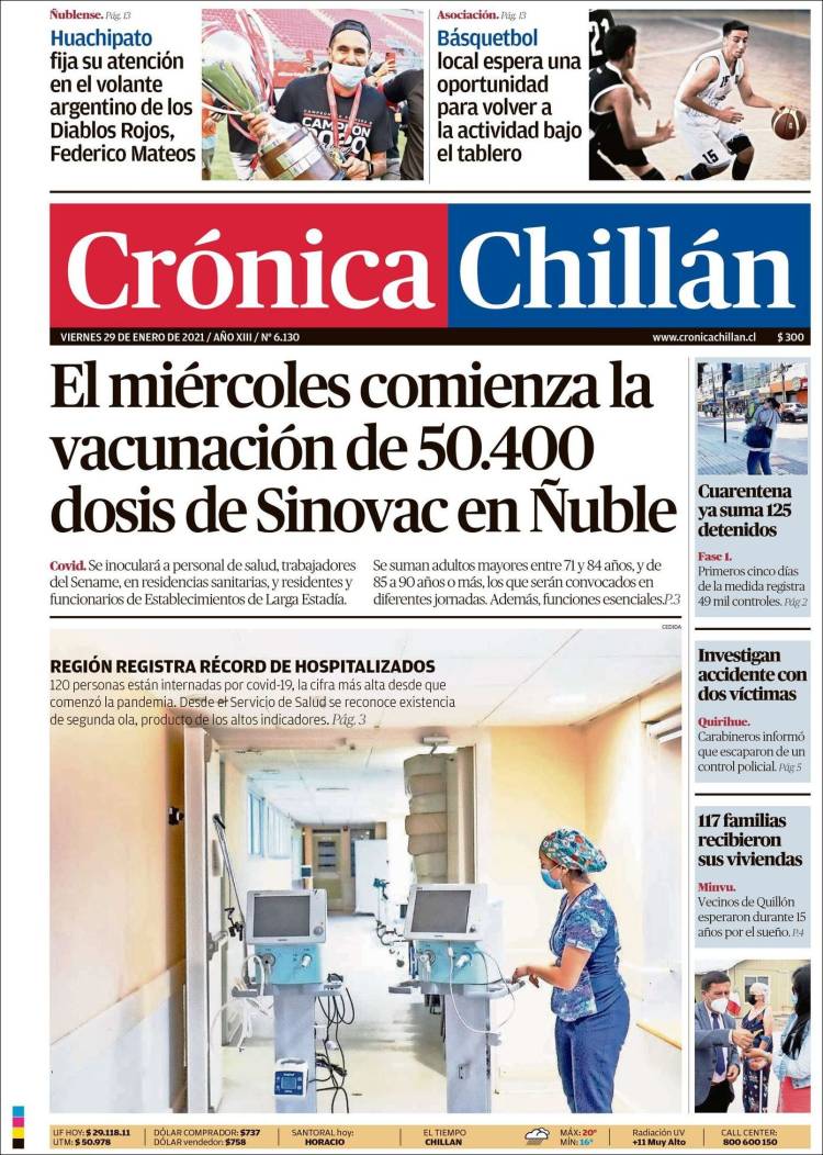Portada de Crónica Chillán (Chile)