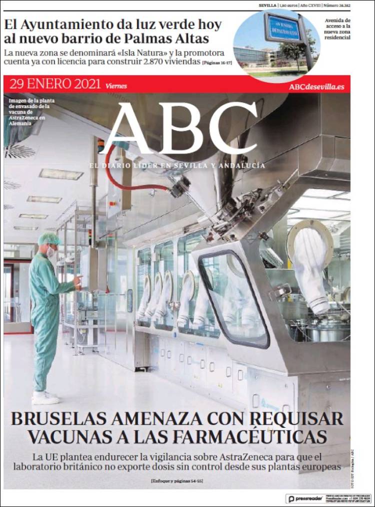 Portada de ABC - Sevilla (Espa&ntilde;a)