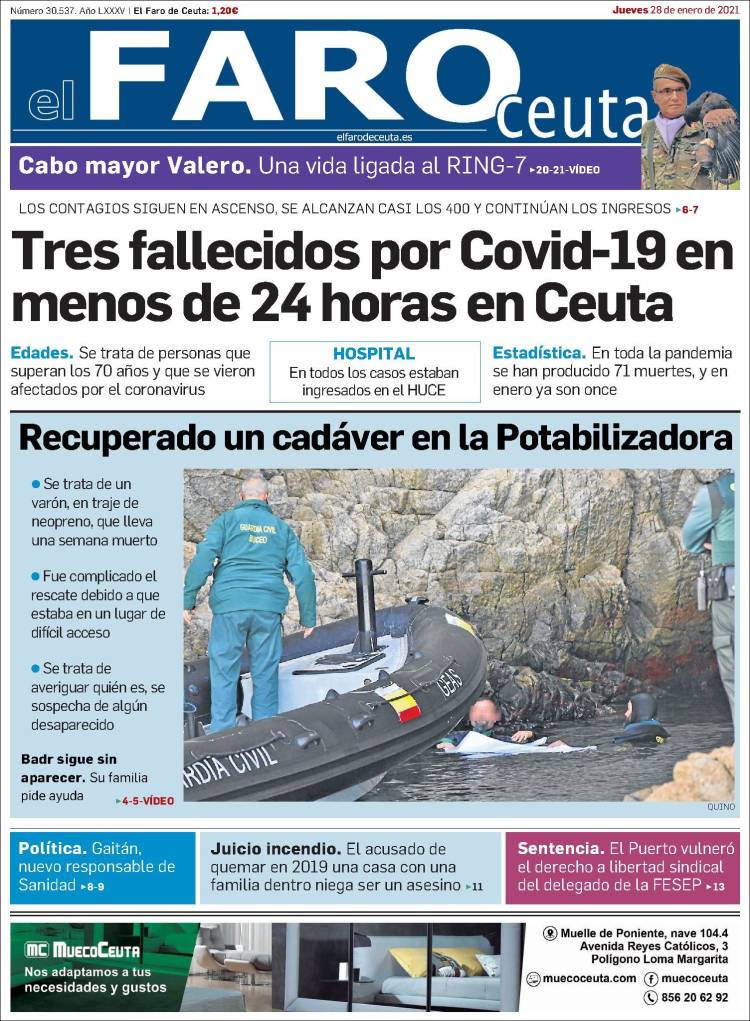 Portada de El Faro de Ceuta (Espa&ntilde;a)