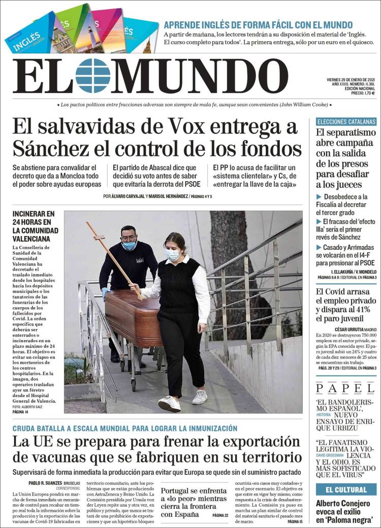 Portada de El Mundo (Espa&ntilde;a)