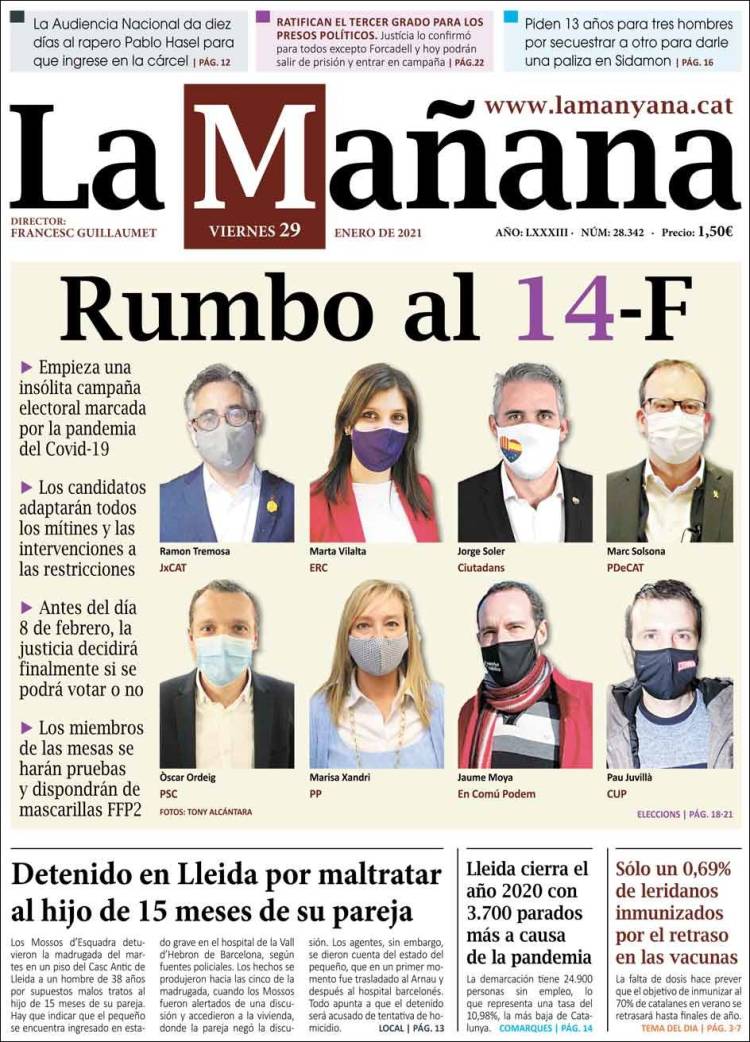 Portada de La Mañana - Diari de Ponent (Espa&ntilde;a)